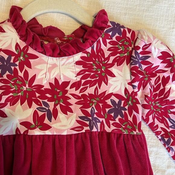 Floral Baby Romper Velvet Jumpsuit Ruffle Trim Long Sleeve‎ - Picture 2 of 5